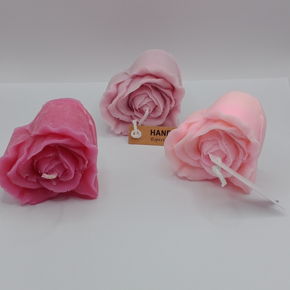 Hand Crafted Pink Rose Candles